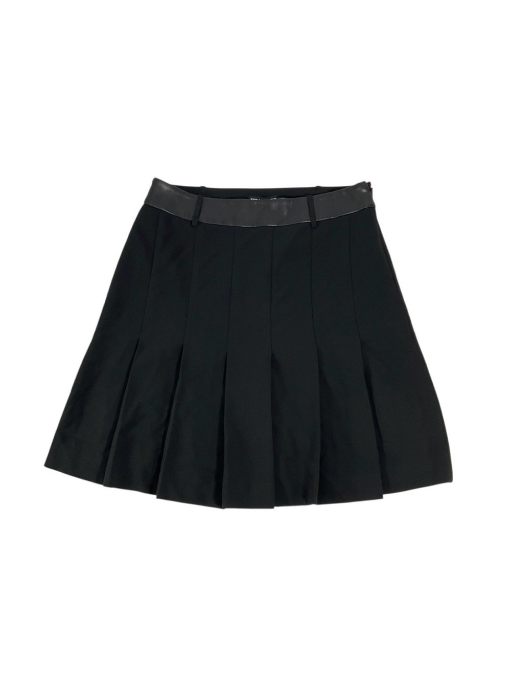 Karl Lagerfeld Paris Black Pleated Mini Skirt with Faux Leather Waistband Size 8